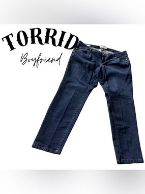 Torrid Boyfriend Jeans Size 18R Dark Wash Denim Women Plus‎ Size Straight Leg